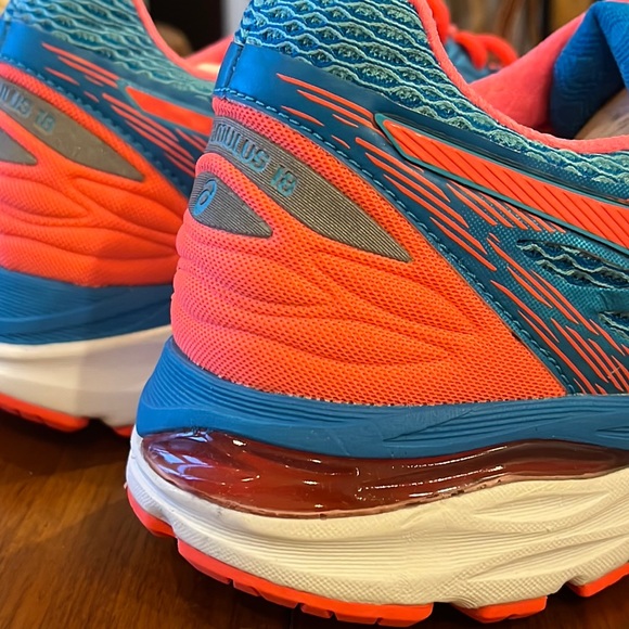 ASICS Gel Cumulus 18 shoes sneakers T6C8N 3906 running coral blue Womens Size 7 - Picture 8 of 13